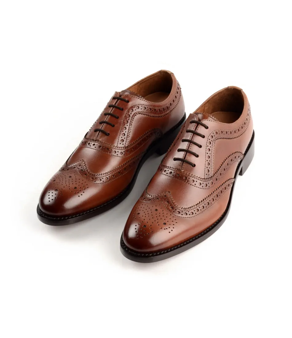 Goodyear Welted - Full Brogue Oxfords - Cognac