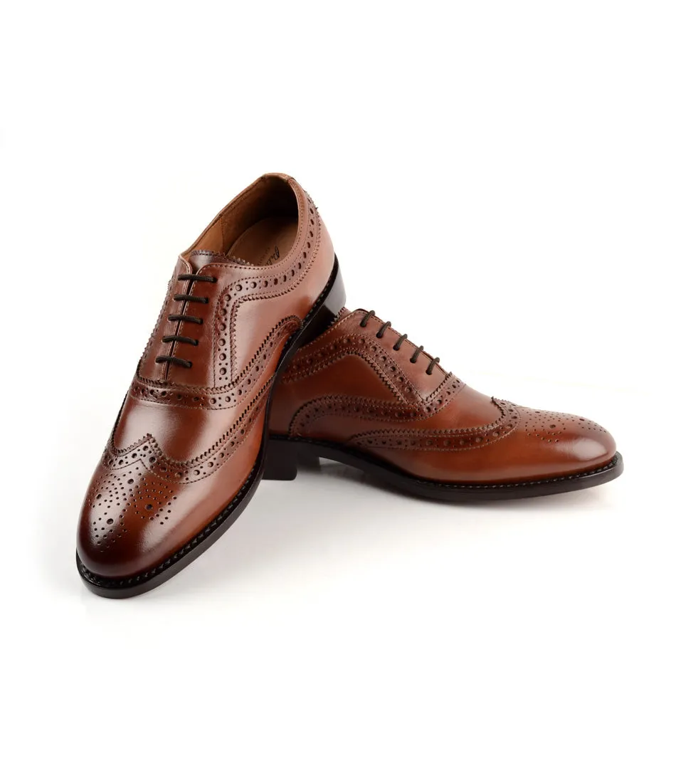 Goodyear Welted - Full Brogue Oxfords - Cognac