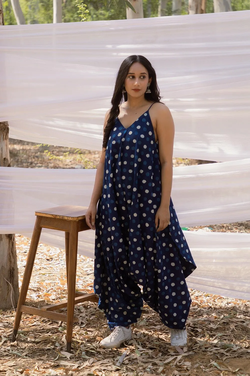 Handblock Cotton Indigo Jumpsuit