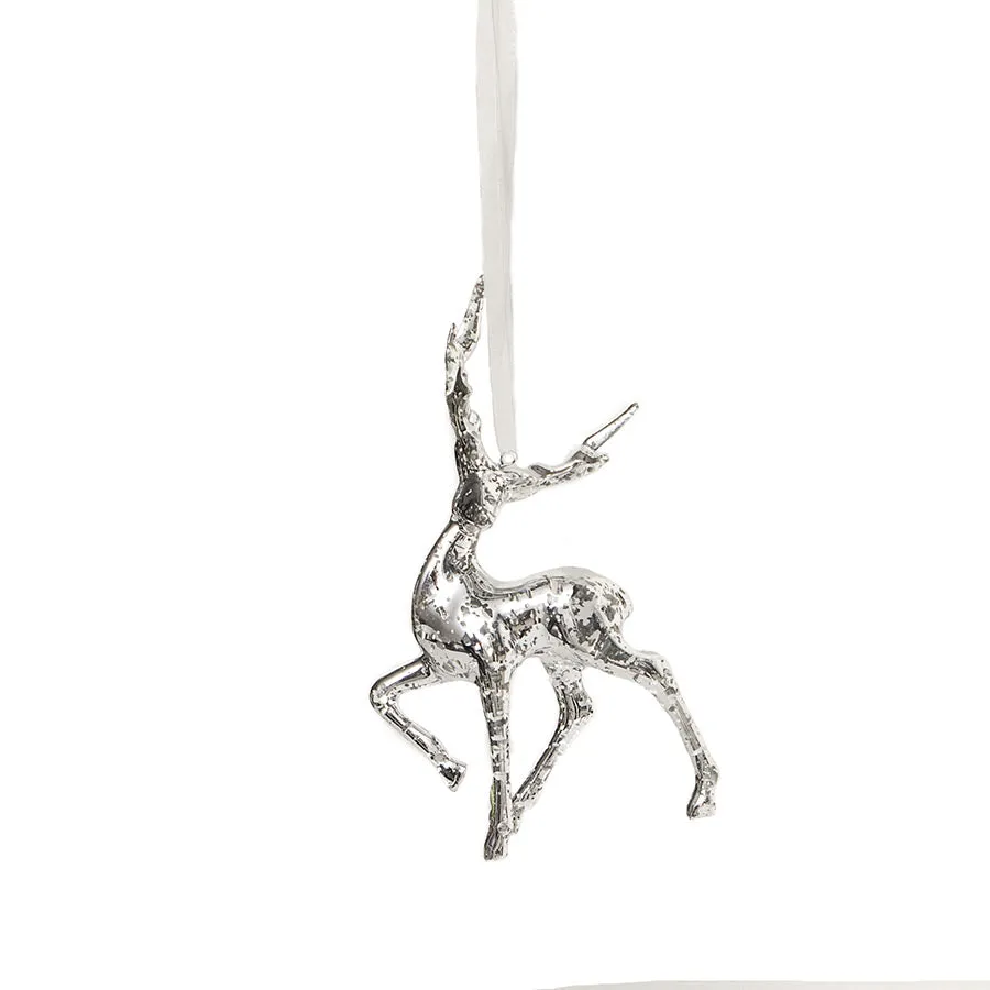 Heaven Sends Silver Glass Hanging Reindeer Decoration (Running)