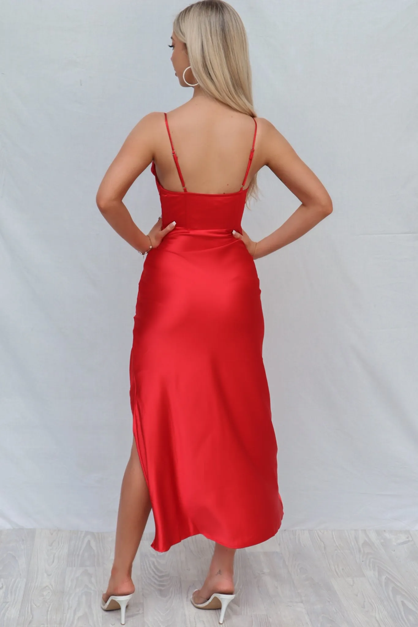 Kiki Satin Formal Dress - Red