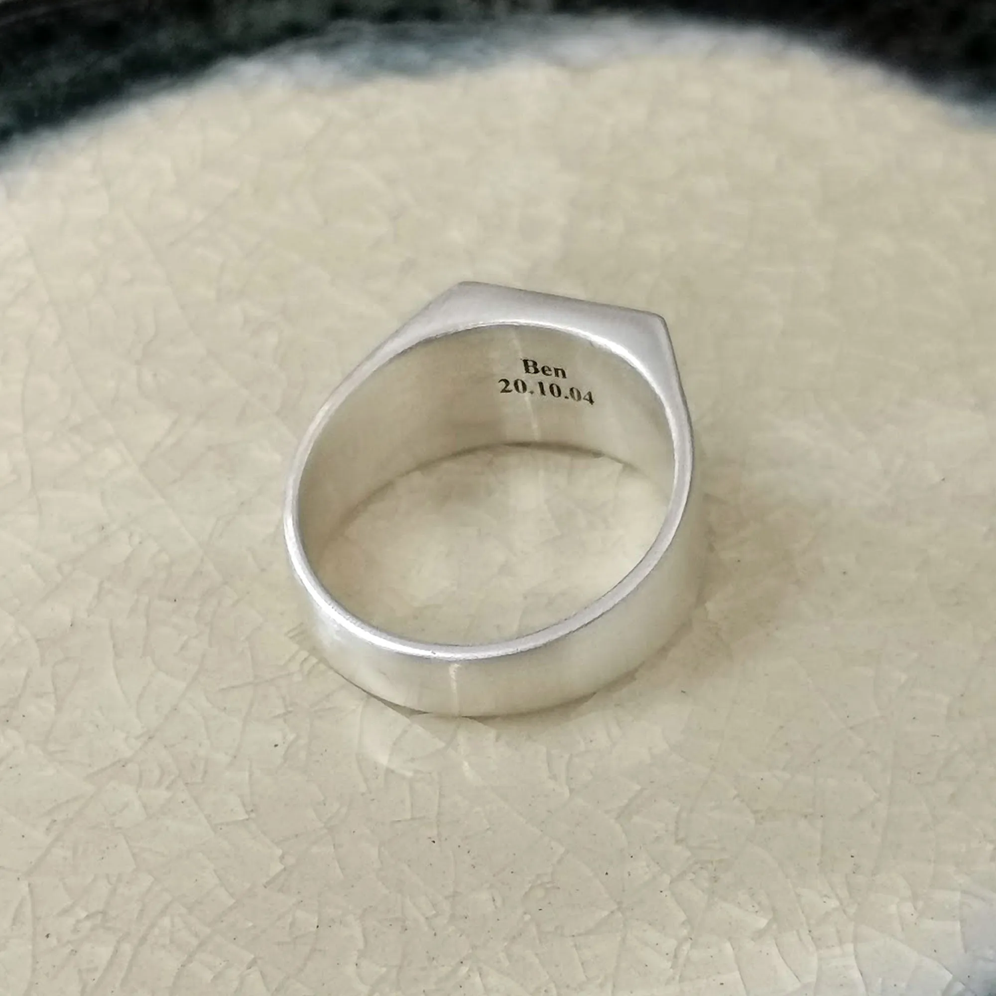 Latitude Longitude Coordinates Large Square Silver Signet Ring