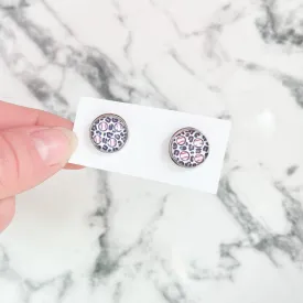 Leopard Print Baseball Stud Earrings