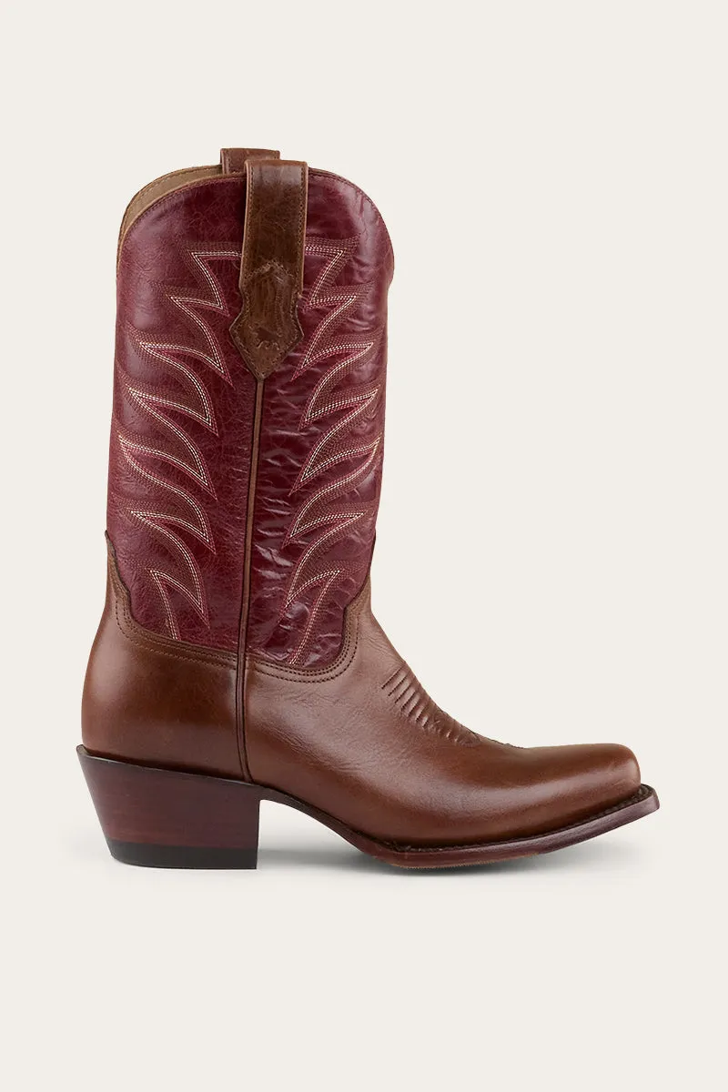 Longreach Womens Cuban Heel Boot - Cherry Red