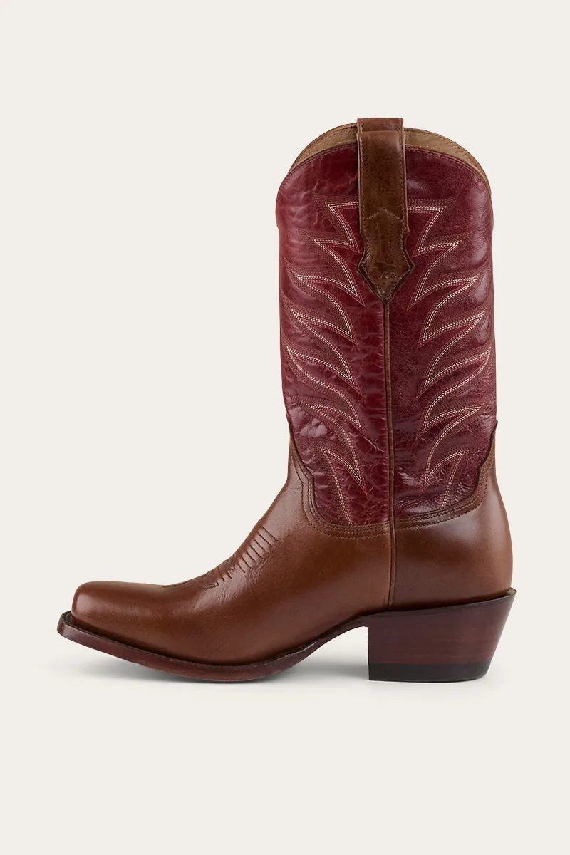 Longreach Womens Cuban Heel Boot - Cherry Red