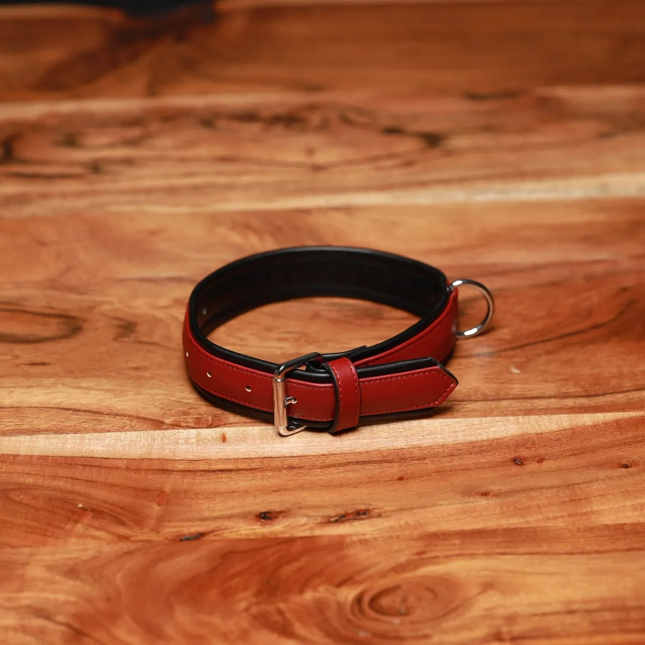 Luxury Dog Collar Burgundy Red & Black