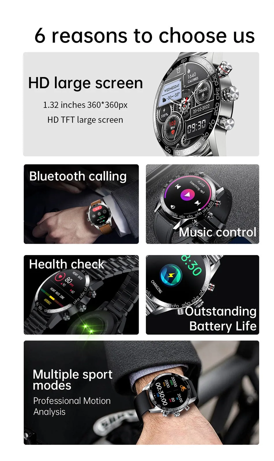 Men's AMOLED HD Screen Watch Smart Bluetooth Calling Sports Smartwatch | BW0408