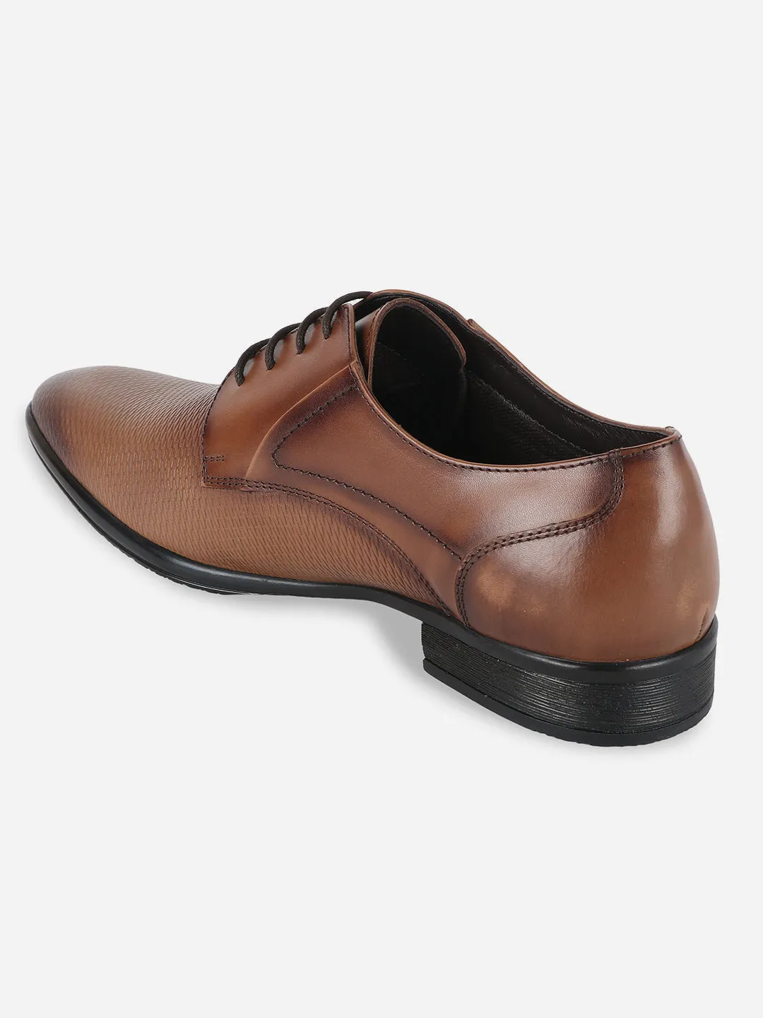 Men's Tan Embossed Pattern  Regular Toe Lace Up Formal  (ID2100)