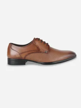 Men's Tan Embossed Pattern  Regular Toe Lace Up Formal  (ID2100)