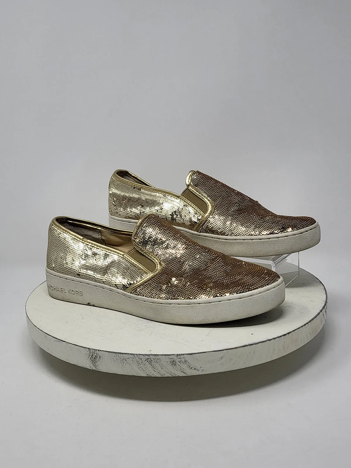 Michael Kors Size 8 Gold Sequins Loafer Sneakers