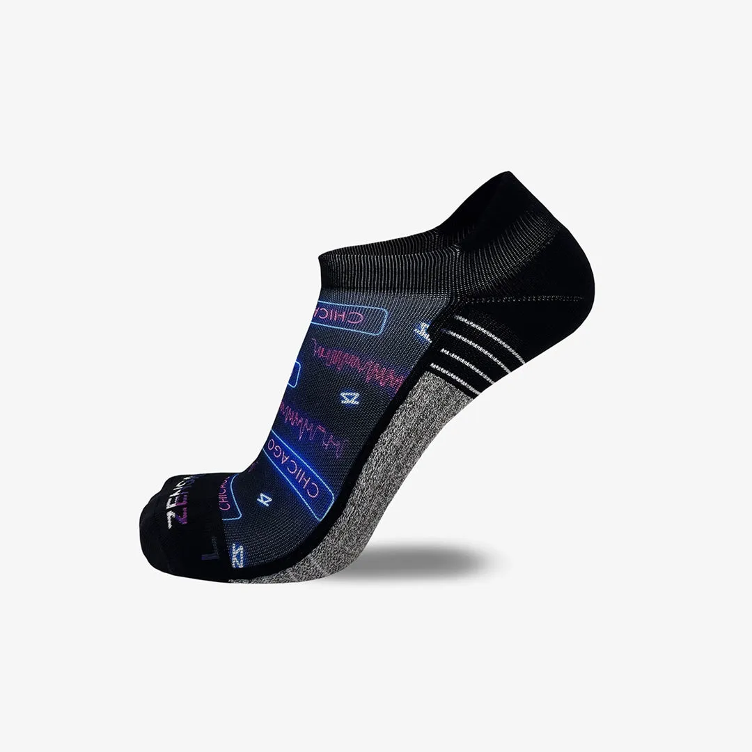 Neon Chicago Running Socks (No Show)