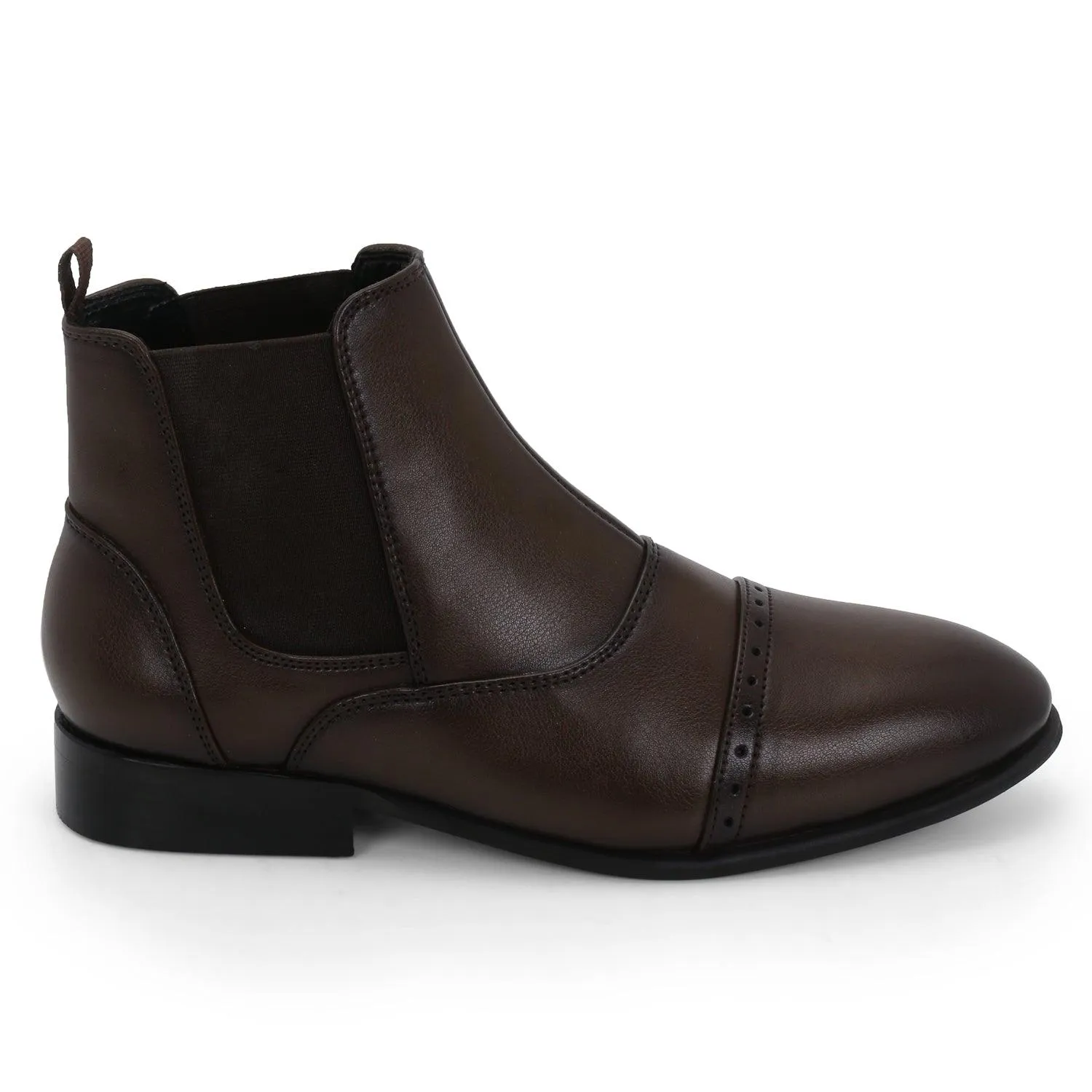 Nueback Brogue Brown Chelsea Boots