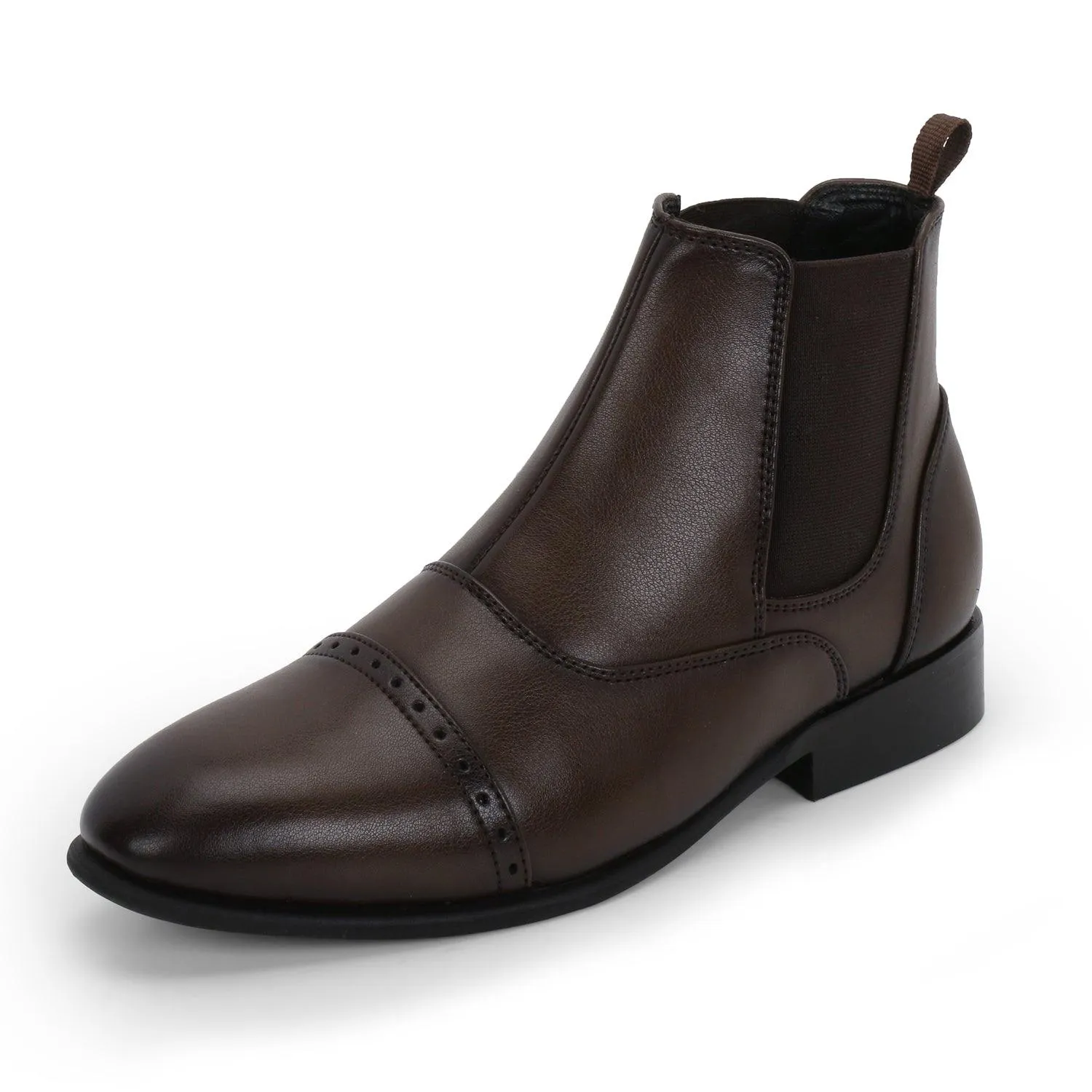 Nueback Brogue Brown Chelsea Boots