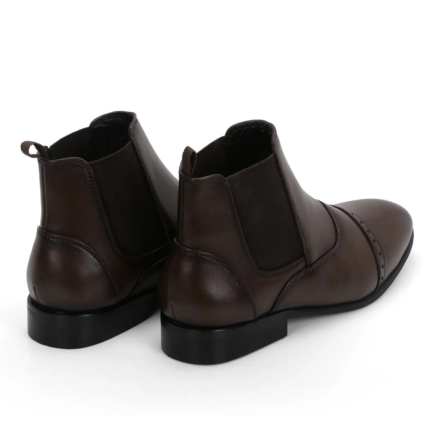 Nueback Brogue Brown Chelsea Boots