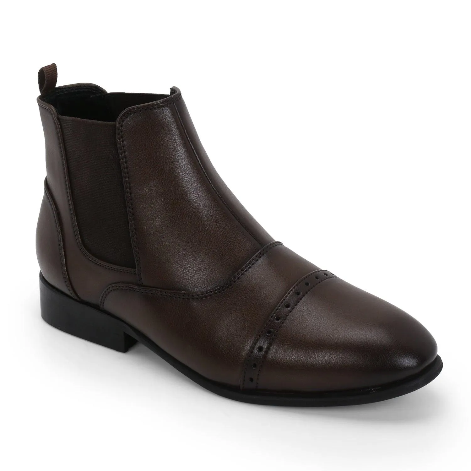 Nueback Brogue Brown Chelsea Boots