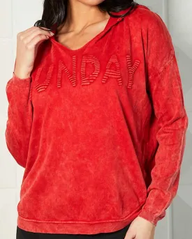 "Sunday" Hoodie Pullover in Red