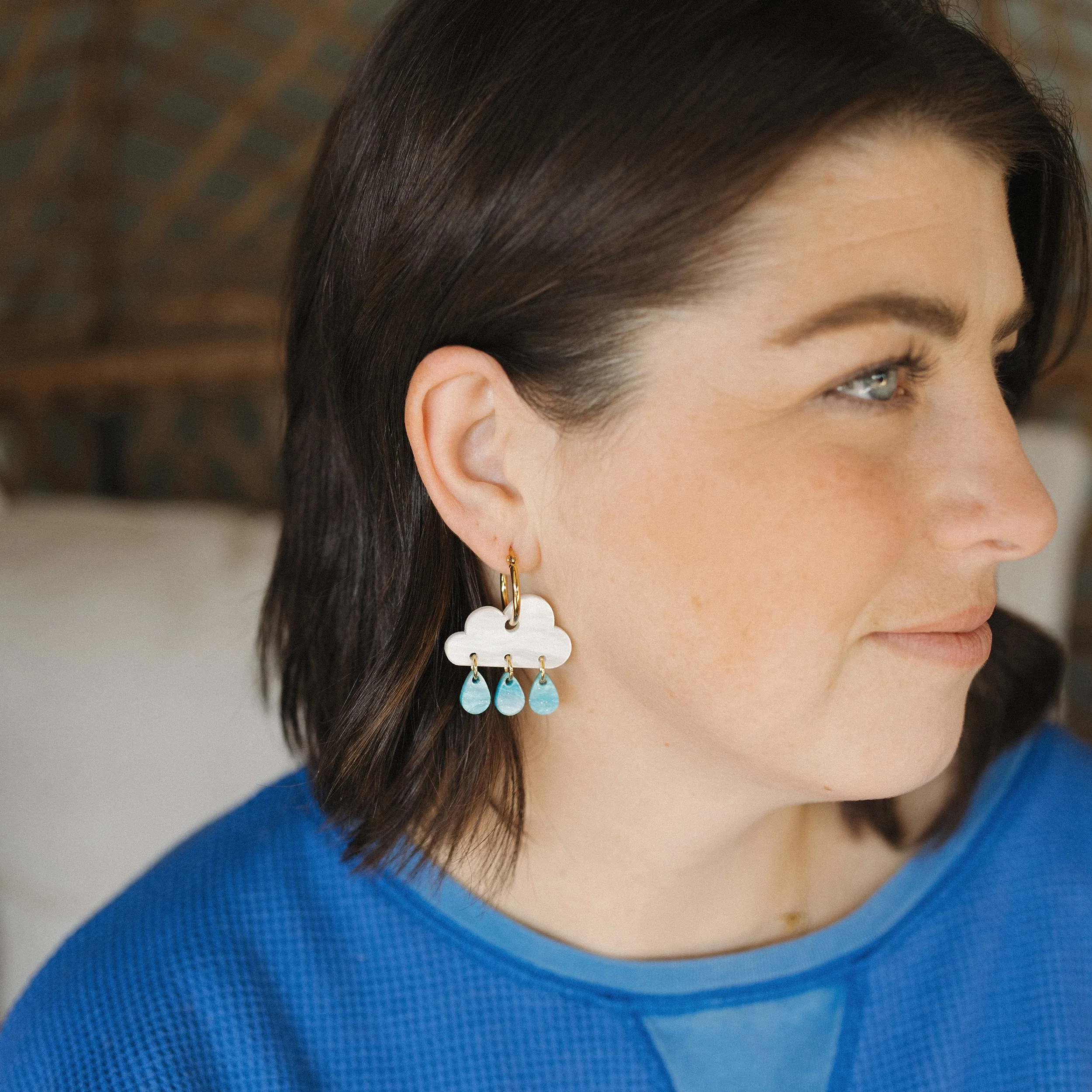 Rain Cloud Hoop Earrings