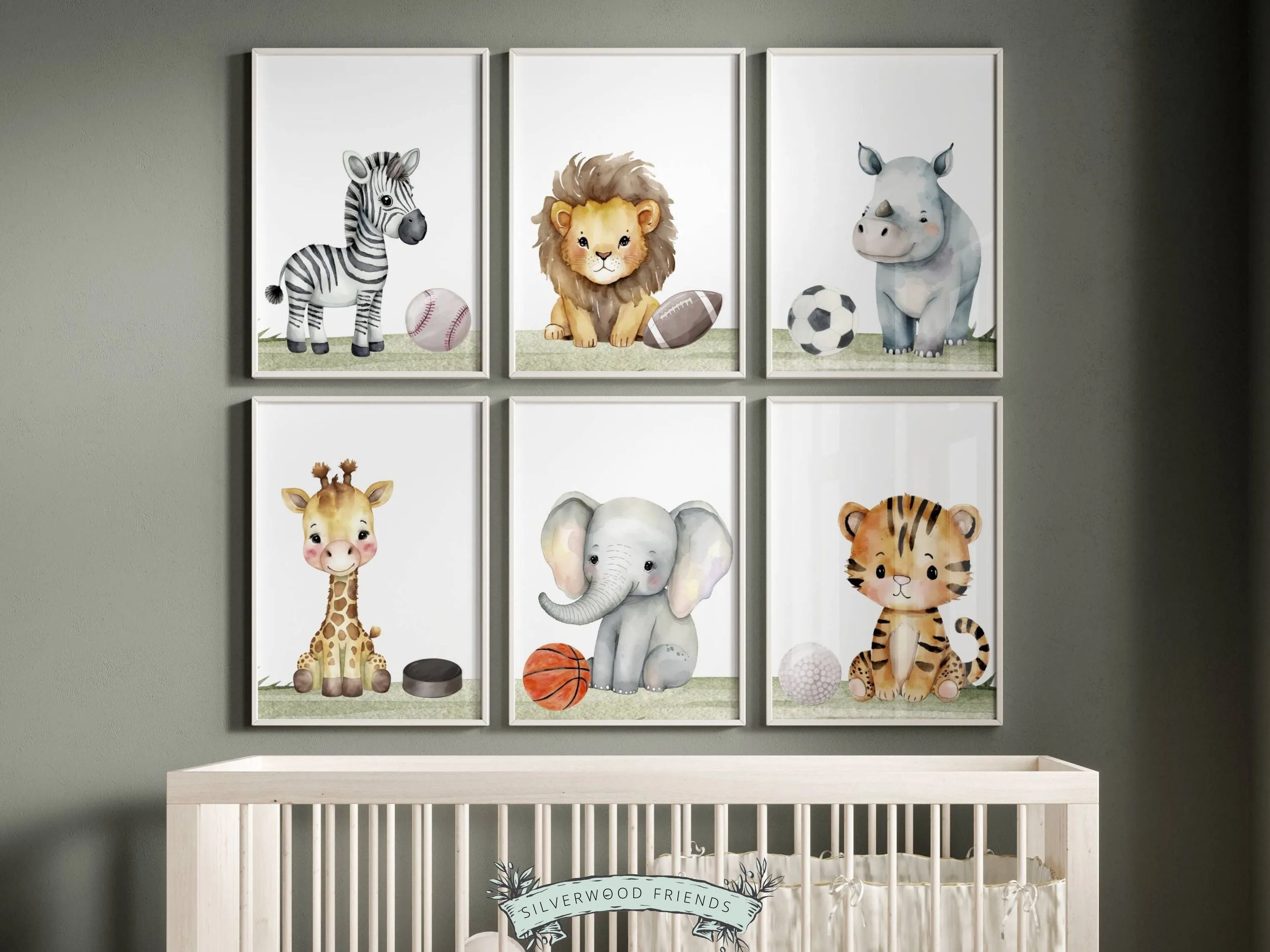 Safari Sport Nursery Prints Set of 6