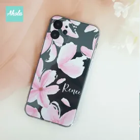 【Sooma】Soft TPU transparent phone case 粉色花朵名字透明電話軟殼