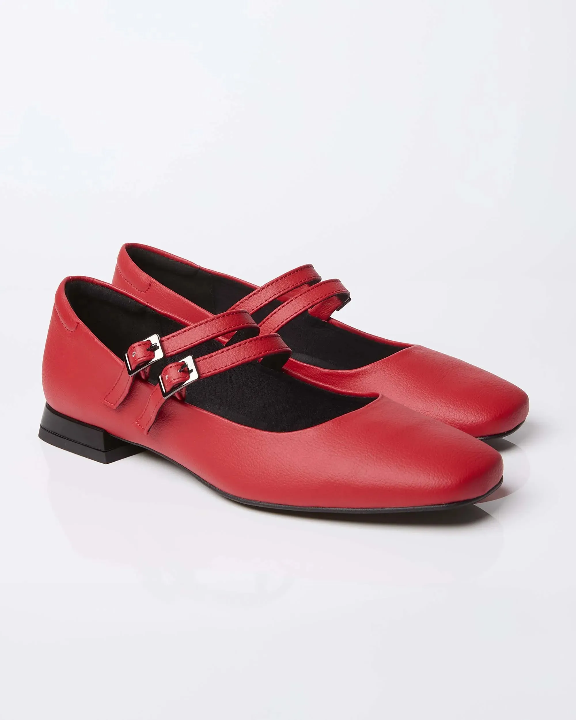 Strawberry Mary Jane Pumps red pumps made of grape-based vegan leather