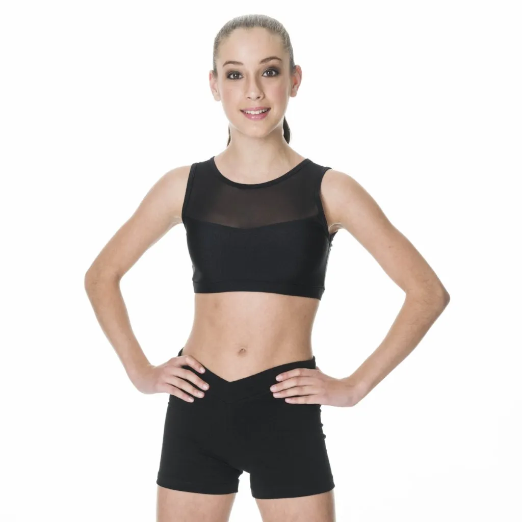 Studio 7 Children's Mesh Crop Top - Black