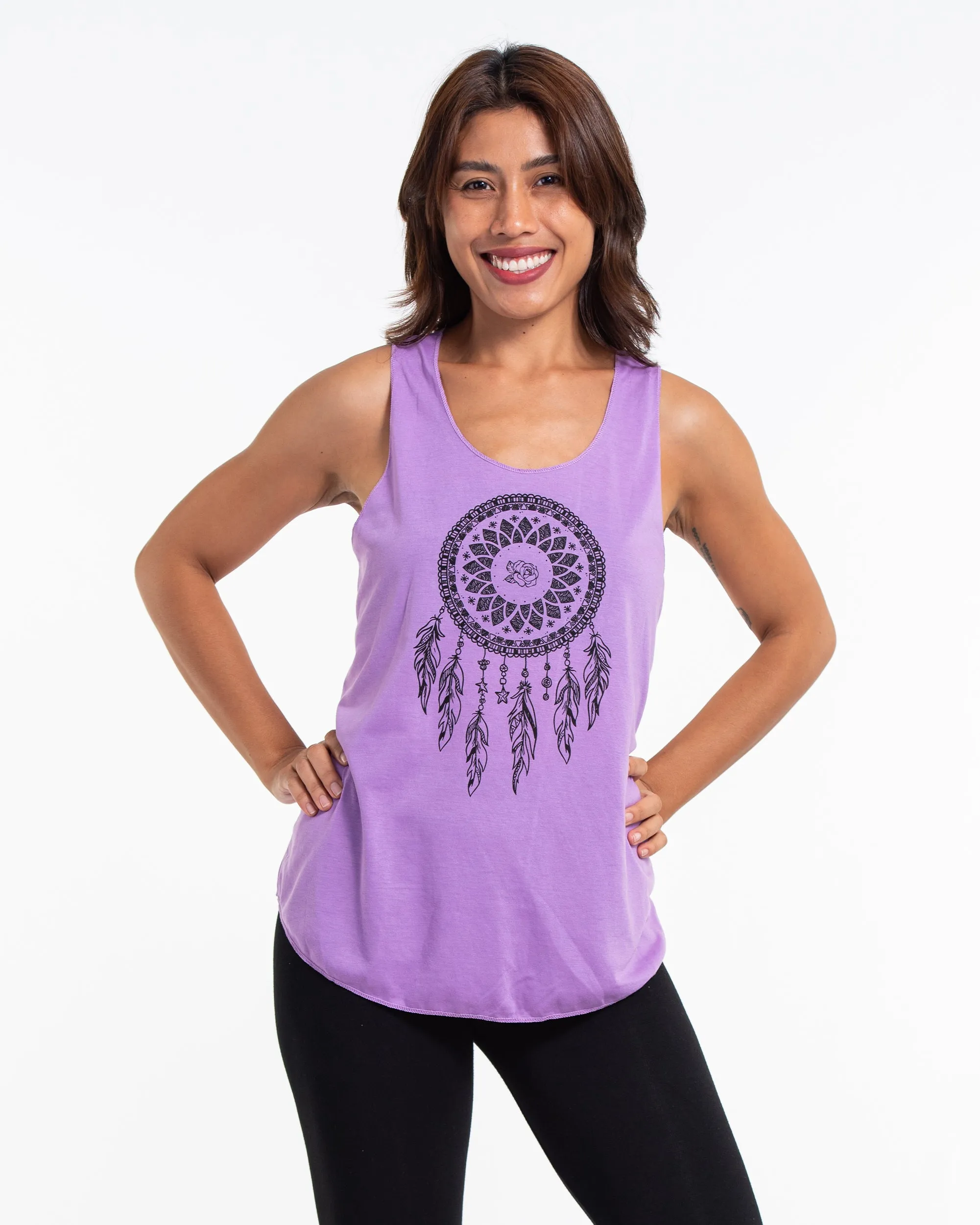 Super Soft Cotton Womens Dreamcatcher Tank Top in Violet