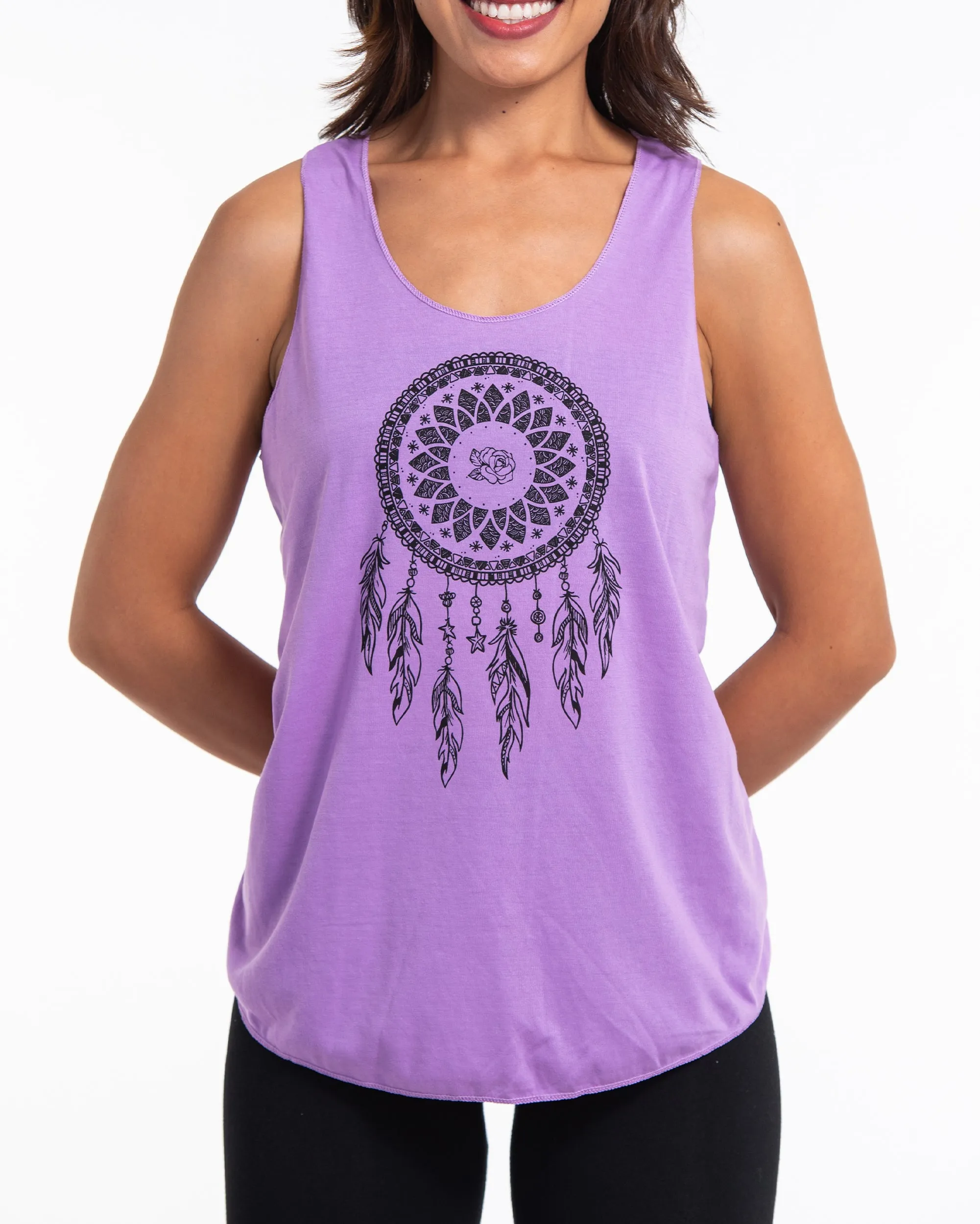 Super Soft Cotton Womens Dreamcatcher Tank Top in Violet