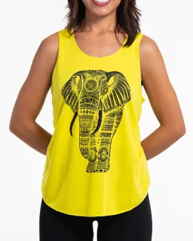 Super Soft Cotton Womens Regal Elephant Tank Top in Yellow