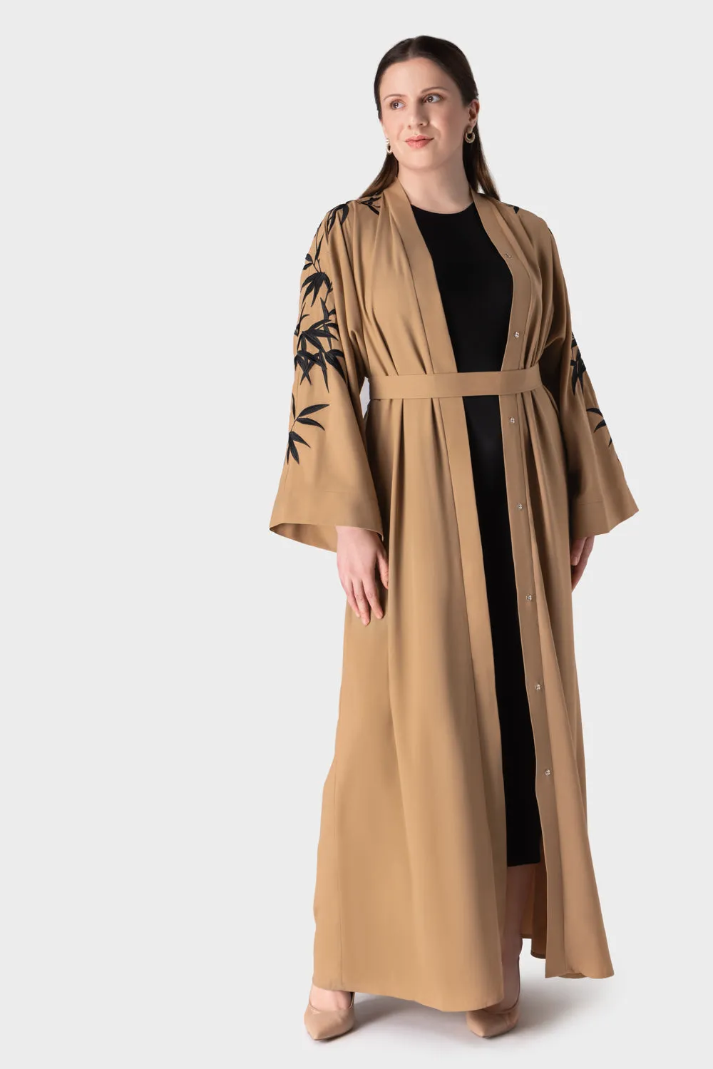 Tan Embroidered Abaya