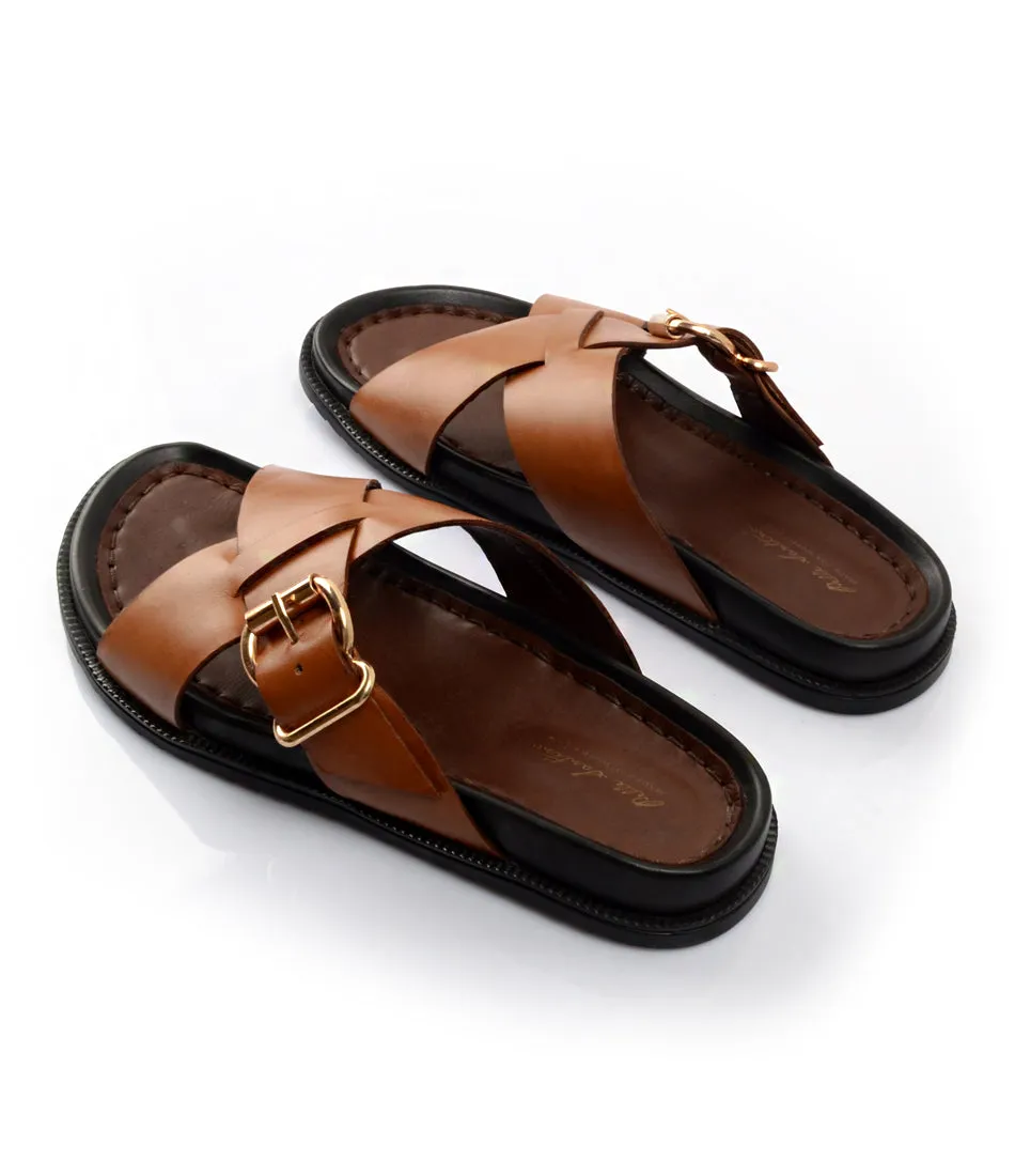 Torino Leather Slippers - Tan