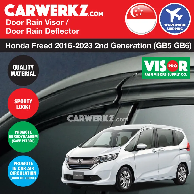 VISOR PRO Honda Freed 2016-2023 2nd Generation (GB5 GB6 GB7 GB8) Door Window Visors (Mugen Style)