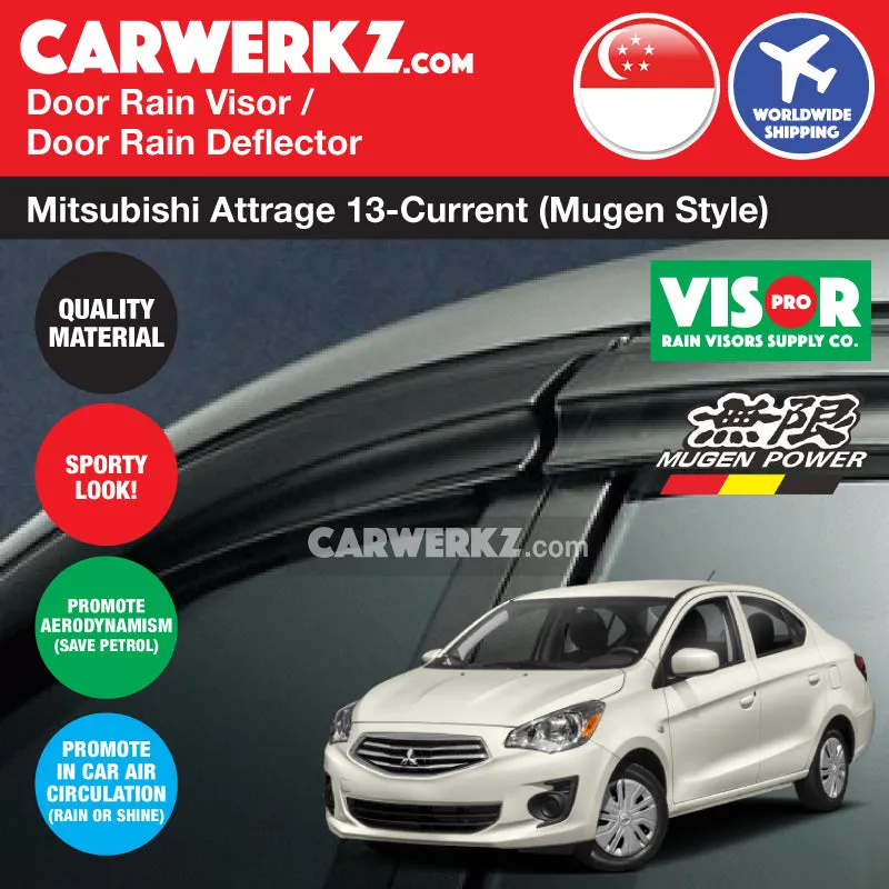 VISOR PRO Mitsubishi Attrage Mirage G4 Sedan 2013-Current 6th generation (A10) Door Window Visors (Mugen Style)