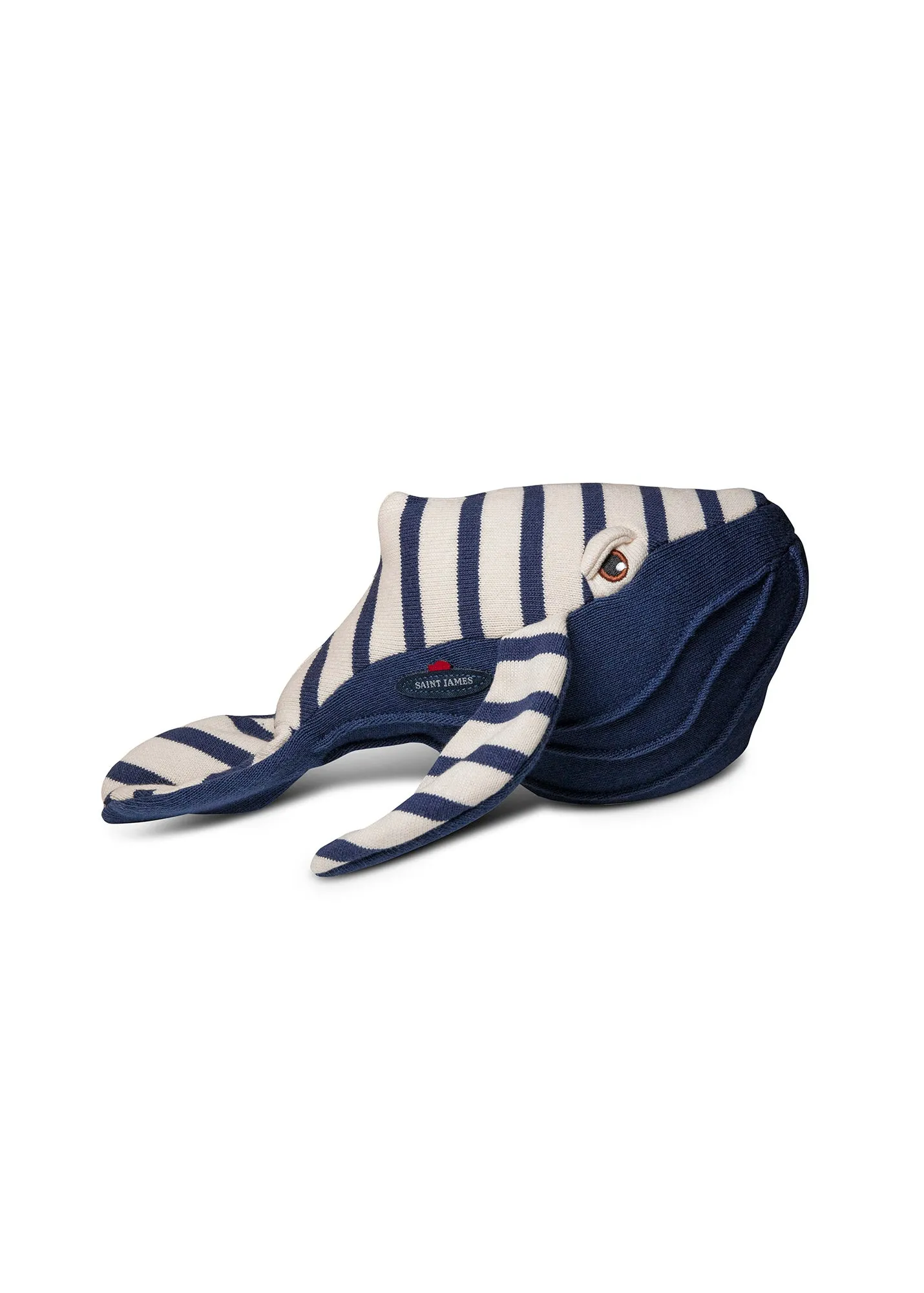 Whale soft toy - with iconic stripes (ECRU/MARINE)